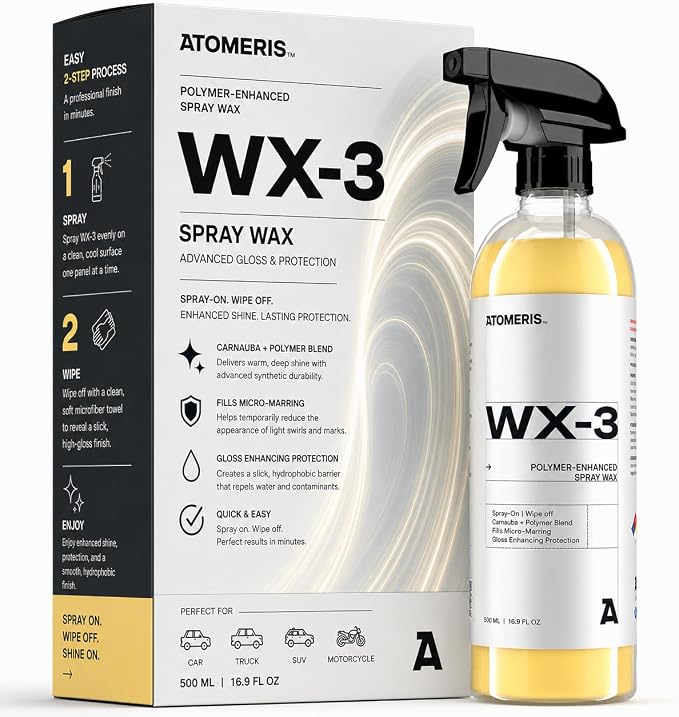 ATOMERIS™ WX-3 Spray Wax for Cars - 16.9 fl oz - Carnauba Polymer-Enhanced Blend - Gloss Enhancing Protection - Fills Micro-Marring