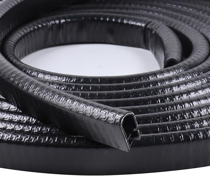 Black Edge Trim U-Channel Rubber Seal Edge Trim with Metal 1/2" X 3/8" - Fit Gap 3/64" to1/4 Car Door Edge Sealing Strip,PVC Weather Stripping with Steel, Metal Edge Protector, 150FT