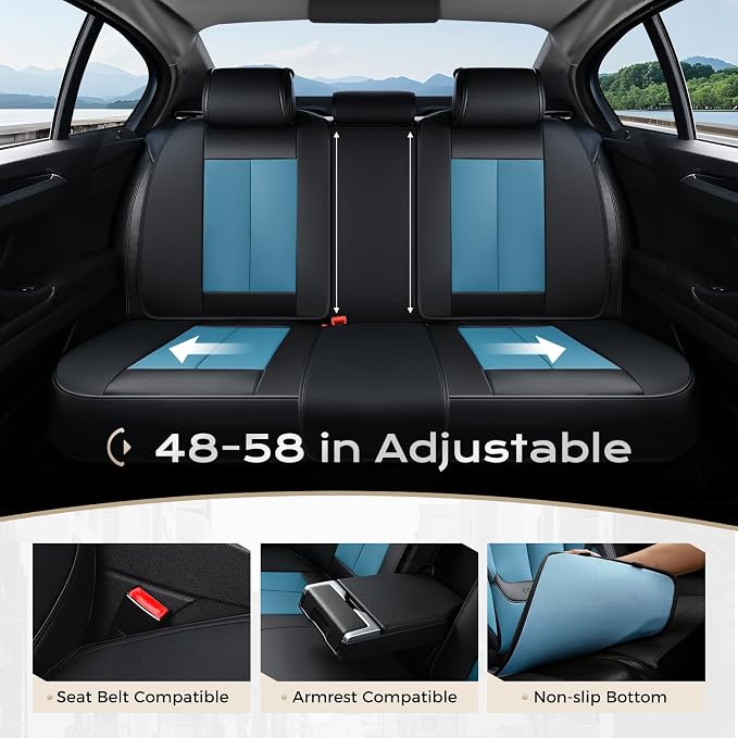 Coverado Car Seat Covers, Seat Covers for Cars, Waterproof Leather Auto Seat Protectors, Leather Car Seat Cushion, Car Interiors Accessories Universal Fit for Most Cars