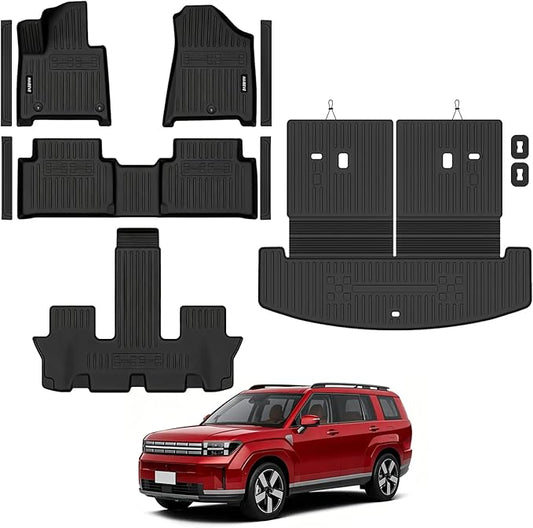 Naibeve Floor Mats for 2024-2026 Hyundai Santa FE | All Weather Custom Fit Floor Mats, Cargo Mat, Backrest Mats, Door Sill Guards Interior Protector accessories