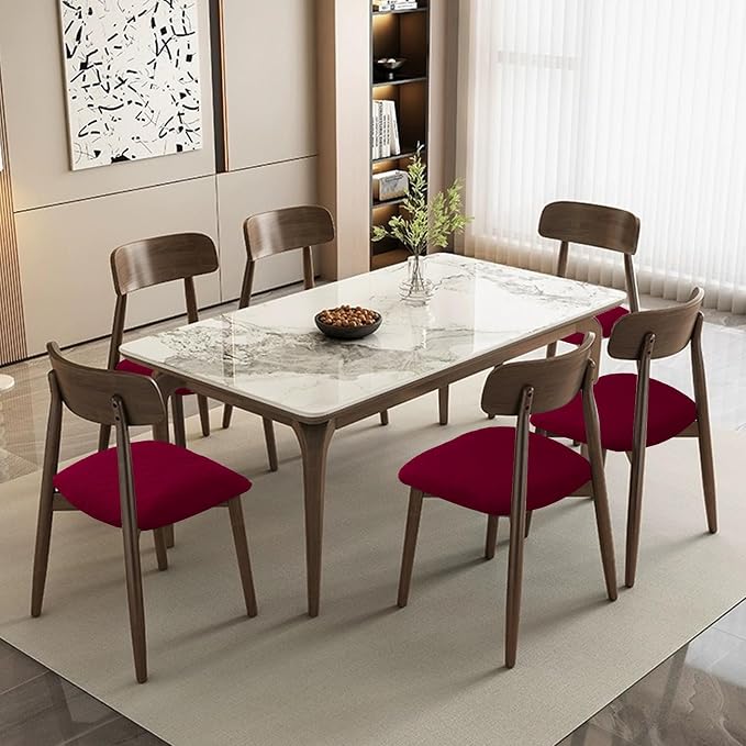 Waterproof Chair Seat Covers Set of 4 for Dining Room, Stretch Removable Washable Dining Chair Seat Slipcovers for Home, Restaurant, Banquet,Kitchen Chair Seat Cushion Protector (Wine, Large)