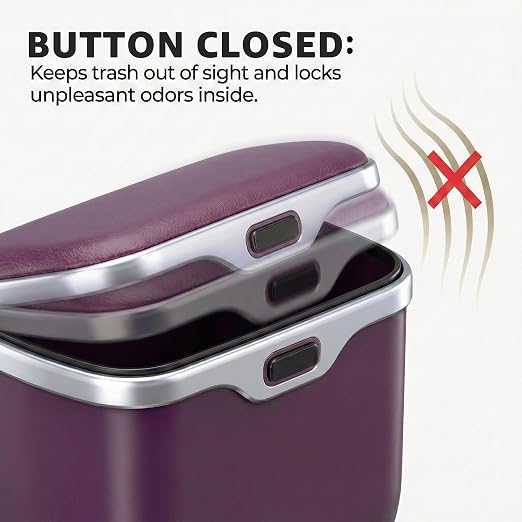 Hanging Car Trash Can, Leakproof Garbage Bin with Lid, Purple | ABS Construction, Clip-On Door/Back Seat Pocket Mount, Waterproof Liner, Push-Top Opening, For Suvs, Trucks, Sedans, Vans