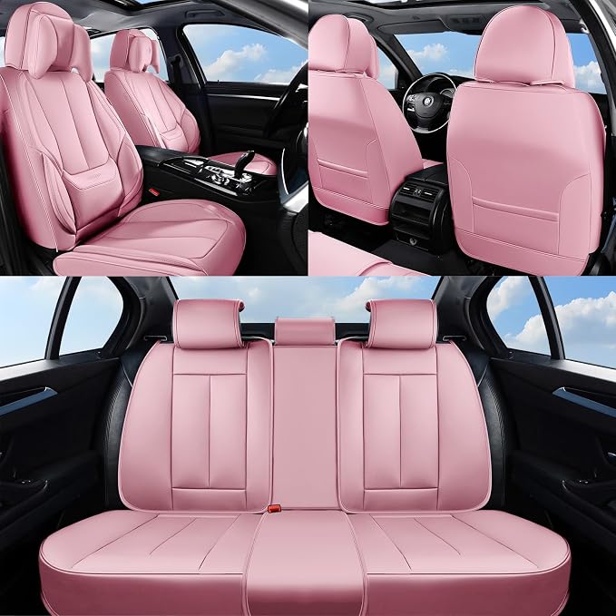 Coverado Car Seat Covers, Seat Covers for Cars, Waterproof Leather Auto Seat Protectors, Leather Car Seat Cushion, Car Interiors Accessories Universal Fit for Most Cars