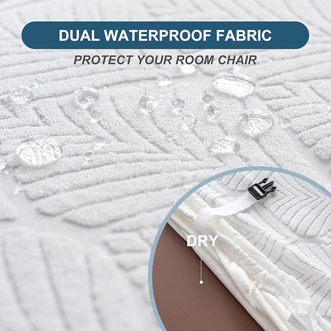 Removable Washable Dining Chair Seat Covers Set of 2,Stretch Jacquard Chair Seat Cushion Protector Slipcovers, Rear Covers