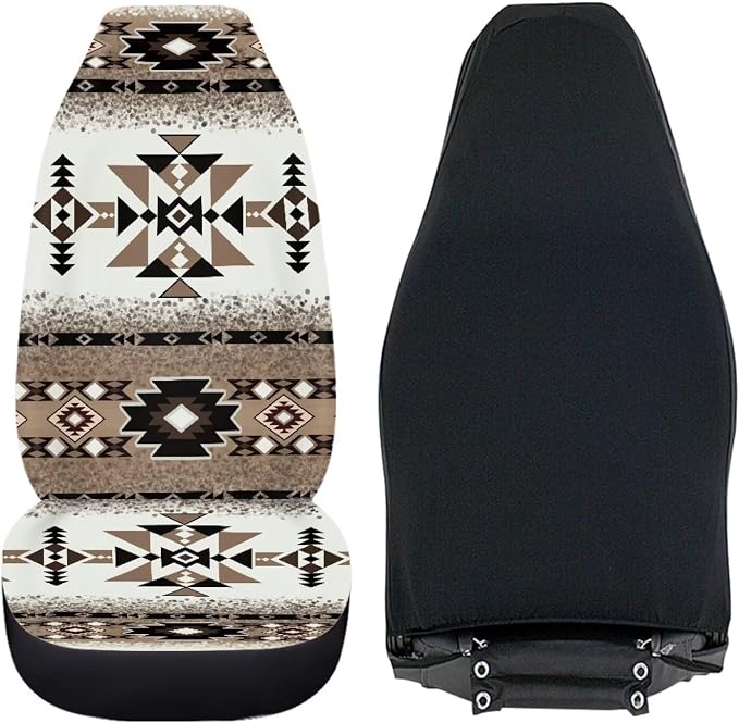 Aztec Car Front Seat Cover Set Soft Driver Car Seat Cover Navajo Brown Comfort Front Seats Only,Bucket Seat Covers Universal Fit for Auto SUV Truck Sedan