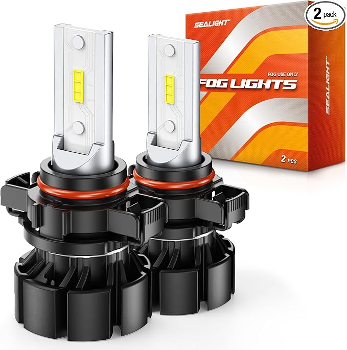 SEALIGHT 5202 LED Fog Light Bulbs, 18000LM 800% High Bright 50000 Hours Lifespan PS19W PS24W Fog Lights Led 5202 LED Bulb, 6500K Cool White Strong Penetration 5202 Fog Light Bulbs, Pack of 2