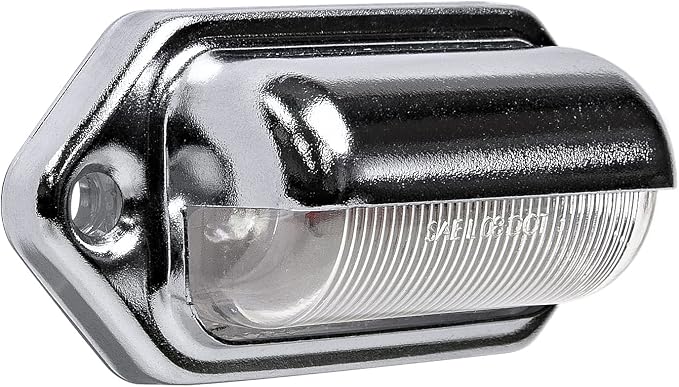 TRUE MODS 1pc Trailer LED License Plate Light [DOT FMVSS 108] [SAE L] [Chrome-Finish] [Surface Mount] [Waterproof] [12V DC] Courtesy Step License Plate Tag Lights for UTV ATV Trailer Truck RV Boat