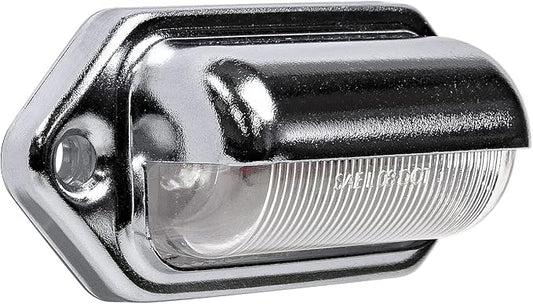 TRUE MODS 1pc Trailer LED License Plate Light [DOT FMVSS 108] [SAE L] [Chrome-Finish] [Surface Mount] [Waterproof] [12V DC] Courtesy Step License Plate Tag Lights for UTV ATV Trailer Truck RV Boat