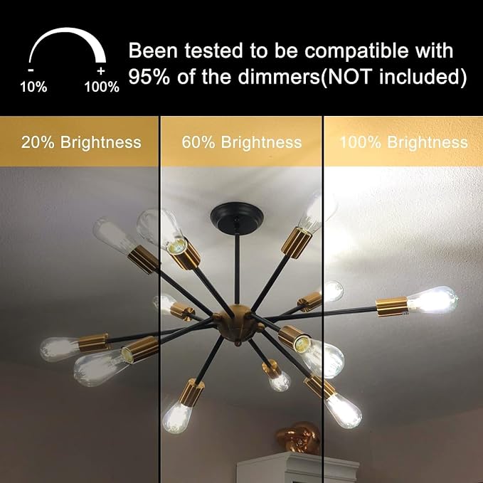 TJOY LED Edison Light Bulbs, E26 Dimmable Vintage Bulb, 8W = 60W Equivalent | Neutral White 4000K, 800LM, E26 Base, ST19/58, 80+ CRI, Clear Glass, Antique Decorative Filament Bulb for Living Room, 6 Pack