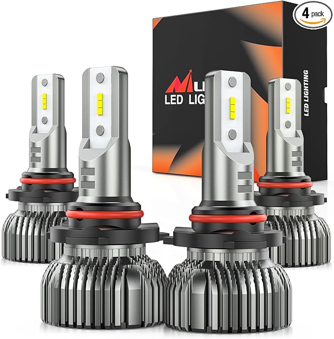 Nilight 9005 9006 LED Bulb Kit, 350% Brighter, High and Low Beam Bulbs Combo, 6000K Cool White, Mini Size