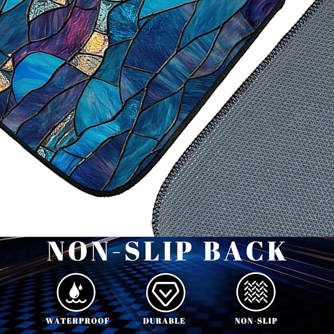 Stained Glass Car Floor Mats Set of 4 Abstract Sunset Ocean Mosaic Art Automotive Car Floor Carpets Non-Slip Auto Car Accessories Universal Fit for Car SUV Truck Van