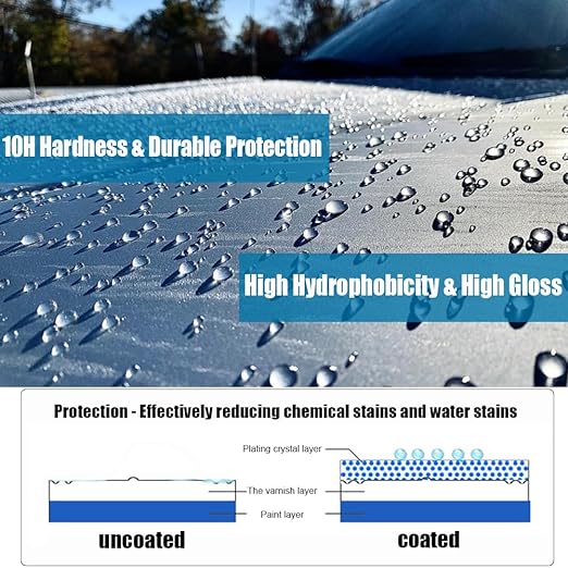 Graphene Ceramic Coating(60ML), 10H Ceramic Coating for Cars, High Gloss Anti-Scratch Nano Coat Kit Hydrophbic Mirror Paint Protection 3 Years Prorection
