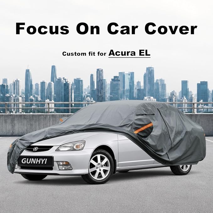 GUNHYI Premium Car Cover Custom Fit Acura EL, 16 Layers Heavy Duty Car Cover Waterproof All Weather with Zipper Door for Sun Rain Snow Dust Uv Protection
