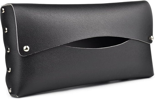 Car Tissue Holder, Tissue Case for Sun Visor, PU Leather Backseat Napkin Holder with Clips (Black)