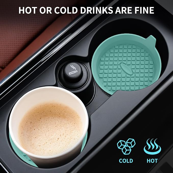 ME.FAN Car Cup Holder Coasters [4 Pack] Silicone Cups Mats, Automotive Universal Non-Slip Recessed Interior Accessories Teal Blue