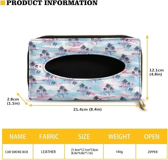 Palm Tree Leather Visor Tissue Holder Car Tissue Holder PU Leather Tissues Box Cover Universal Car Tissue Holder Napkin Holder