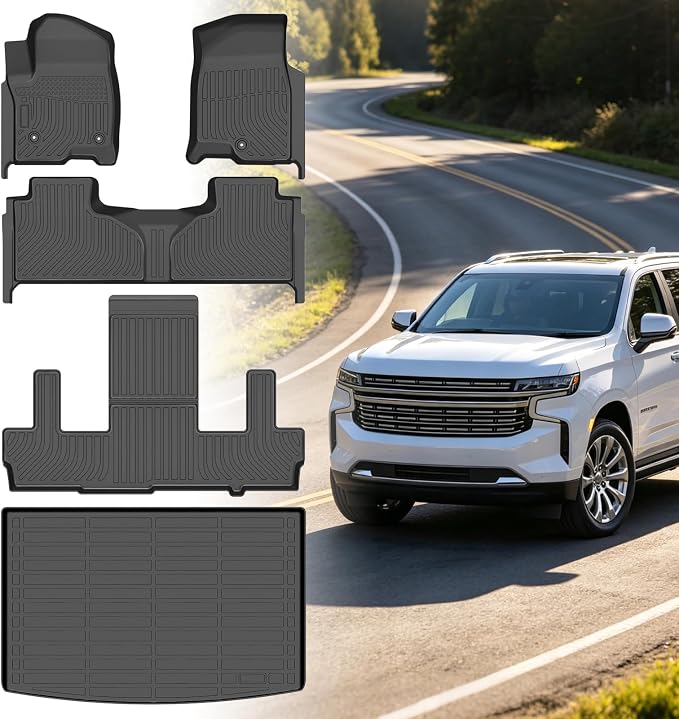 Floor Mats for Chevy Suburban 2021-2026, for Cadillac Escalade ESV Bucket | Suburban Floor Mats 7 Seats (2 Row Bucket Seats), for GMC Yukon XLBucket (ONLY XL), TPE Non-Slip Summer Winter