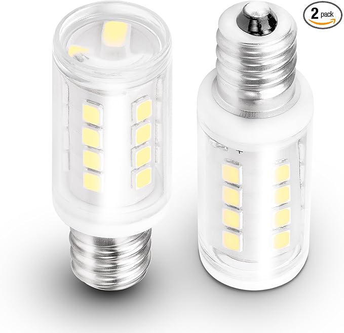 Dryer Light Bulb E12 Candelabra Base 2W 300lm 6000K Daylight White, 2 Pack | 10W 25W 40W Equivalent, AC120V, WE05X20431 WP22002263 Appliance Dryer Drum Water Ice Dispenser Refrigerators Bulb