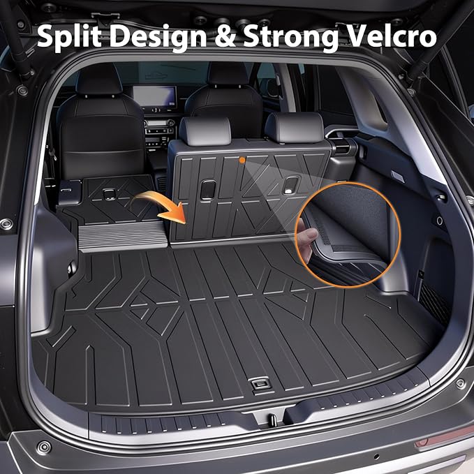 PROSHEVE Cargo Mat for Toyota RAV4 2019-2025 (Including Hybrid), Custom Fit TPE Trunk Liner with Seat Back Protector, All Weather Waterproof Anti-Slip Durable Odorless Easy Clean Cargo Mat for Pet