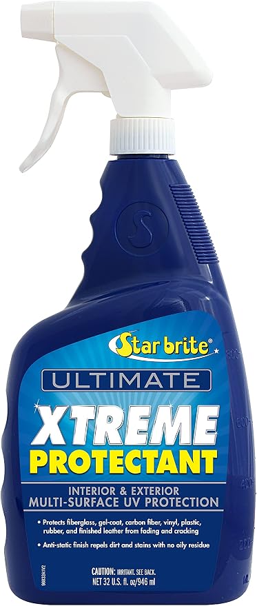 STAR BRITE Ultimate Xtreme Protectant - Superior UV Protection for Fiberglass, Vinyl, Plastic, Rubber, and Leather - Non-Greasy, Anti-Static Finish - 32 OZ (098832) | Non-greasy anti-static finish for fiberglass, vinyl, plastic, rubber and leather, rem...