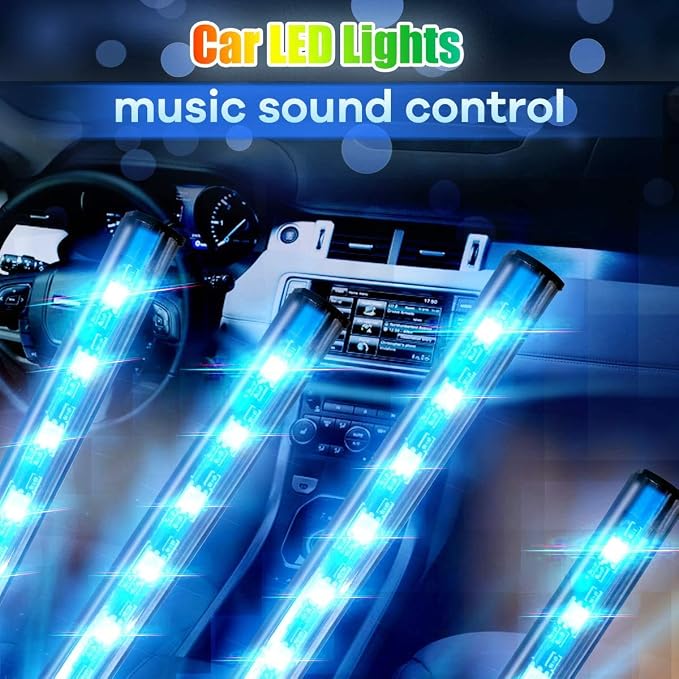 Car LED Lights Interior, LED Lights for Car Accessories Interior with Remote Control, Truck Inside Lights with DIY Mode and Music Mode, Ambient Lighting for Cars SUVs Trucks with Car Charger, DC 12V