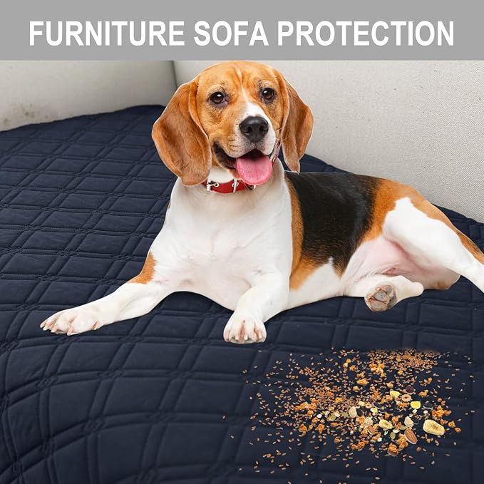 Genina L Shape Couch Cover, Sectional Couch Chaise Covers, Waterproof Washable Sofa Covers for Right L Shape Chaise Lounge, Anti-Slip Sofa Slipcovers for Dogs Cats Pet Friendly(Navy Blue)
