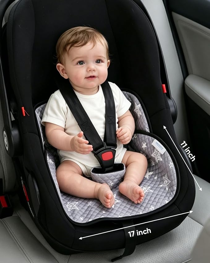 2 Pack Waterproof Baby Piddle Pads Carseat Potty Training Car Seat Protector, Waterproof Infant Car Seat Liner Cover to Prevent Pee, Leakproof and Washable (Gray Star)