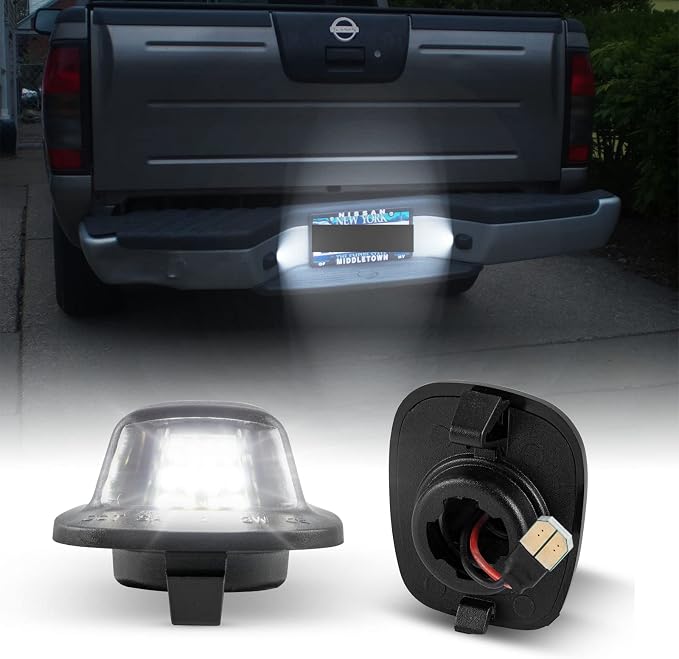 POPMOTORZ LED License Plate Lights Assembly Compatible With 1994-2004 Nissan Xterra & 1998-2004 Nissan Frontier - Powered by 18SMD, White