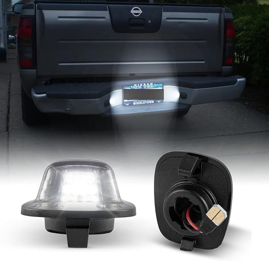 POPMOTORZ LED License Plate Lights Assembly Compatible With 1994-2004 Nissan Xterra & 1998-2004 Nissan Frontier - Powered by 18SMD, White