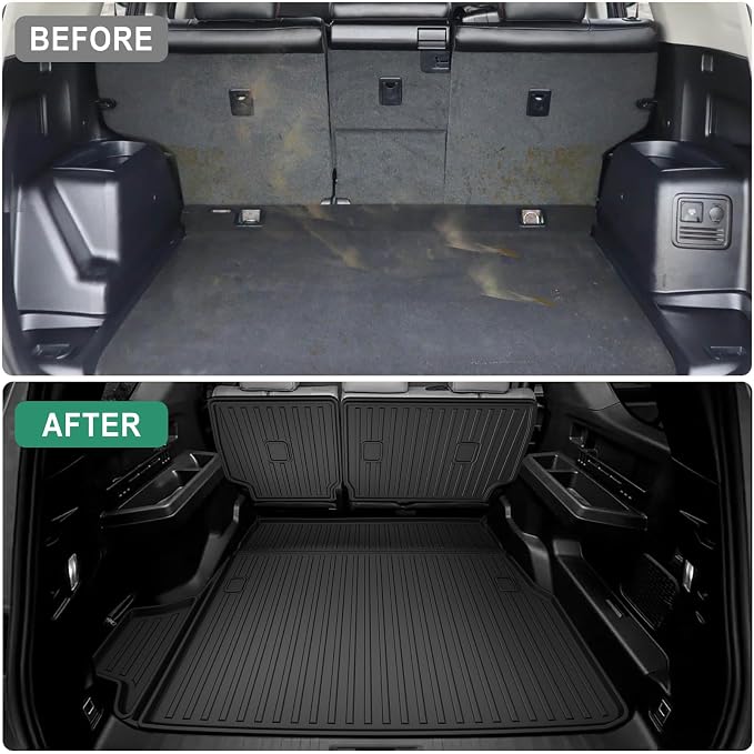 AOMSAZTO Cargo Mat and Backrest Mat Compatible with Toyota 4Runner 2025 2026: TPE All Weather Protection Cargo Liner for SR5/TRD/Limited 6th gen 4 Runner - Anti-Slip Trunk Mat (Only for 5 Seat)