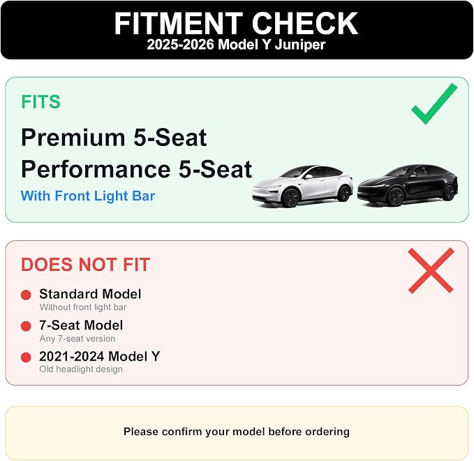 Tesla Model Y Floor Mats 2026 2025 Juniper, 8-Piece All-Weather TPE Model Y Accessories Set for Premium/Performance 5-Seat, Cargo Liner, Frunk, Trunk & Seat Back Protector