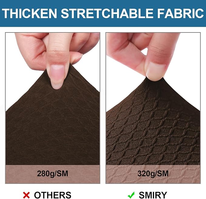 Smiry Waterproof Seat Covers for Dining Room Chairs Set of 2, Stretch Jacquard Removable Washable Chair Seat Slipcovers Protector, No Rear Covers, Brown