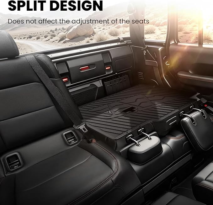LASFIT Backrest Mats for Jeep Gladiator JT 2020-2025 2026 Rear Trunk Seatback Mats All Weather TPE Custom Fit Accessories, Black
