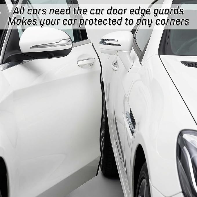 65Ft(20M) Door Edge Guard Black Car Door Edge Protector | PVC U Shape Trim with Metal Sheet No Adhesive Needed Easy to Install Universal Fit for Most Vehicles