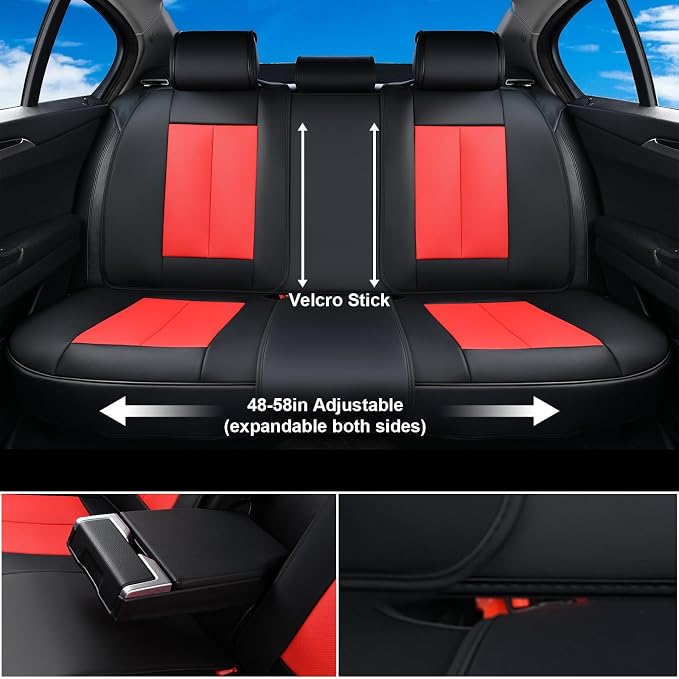 Coverado Car Seat Covers, Seat Covers for Cars, Waterproof Leather Auto Seat Protectors, Leather Car Seat Cushion, Car Interiors Accessories Universal Fit for Most Cars