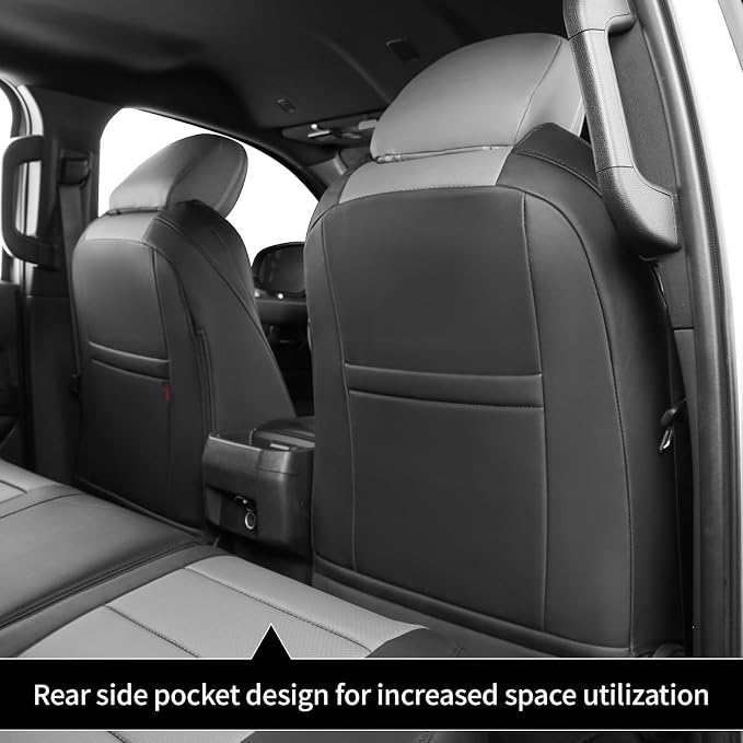 coverdream 2024 2025 2026 Tacoma Seat Covers Full Set for Toyota Tacoma 4th Gen Double/Crew Cab SR,SR5,TRD Sport,TRD Off-Road,Limited,Fully Covered,Waterproof Leather Car Seat Protector(Black/Gray)