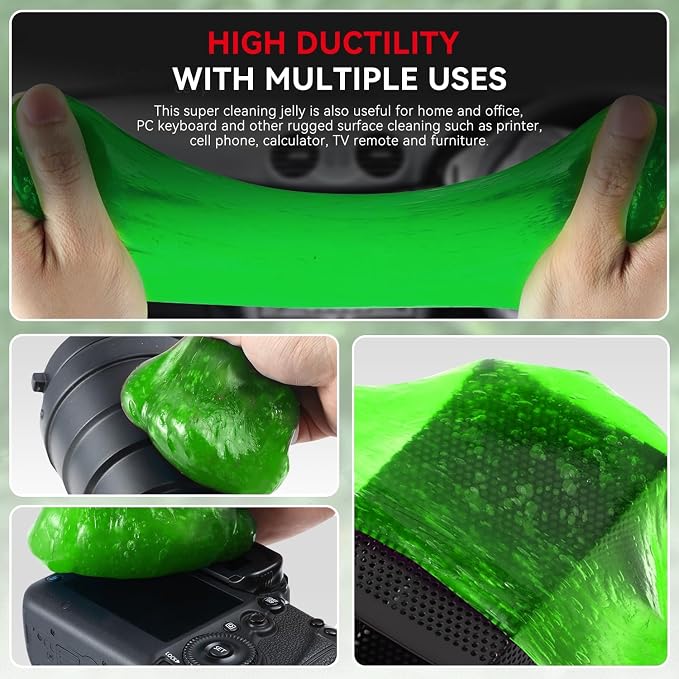 Auto Dynasty 2024 Universal Home/Office Keyboard/Interior Car Air Vent Auto Detailing Car Slime Cleaner Dust Cleaning Removal Gel Putty Jelly, Green