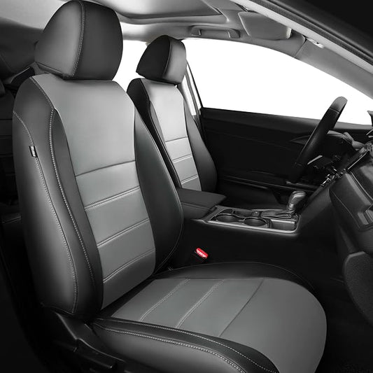 Seat Covers for Honda Civic Hatchback LX, EX, EXL, Sport, Touring, 2016-2021, Faux Leather Car Seats Cover Full Set Seatback Waterproof, Black Grey (60/40 Split Seatback)