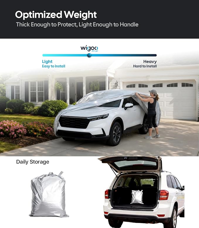 Wigoo Honda CR-V Car Cover Accessories 1997-2026, Custom Fit Waterproof All Weather Outdoor Indoor Full SUV Cover, Windproof Sun UV Rain Snow Dust Protection, Door Zipper, Reflective Strips