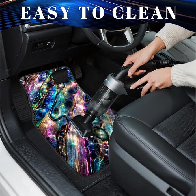 Abstract Car Floor Mats Set of 4 Iridescent Holographic Marble Flow Automotive Foot Mats Rugs Carpet for Car Non-Slip Auto Car Accessories Universal Fit for Car SUV Truck Van