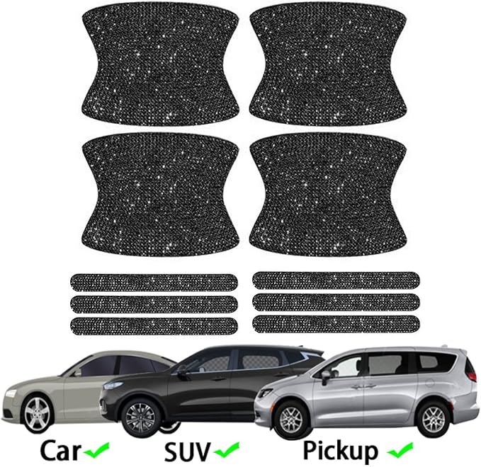 BetterJonny 10PCS Crystal Protector, Rhinestone Stickers Bling Scratch Protector for Women & Girls (Black)