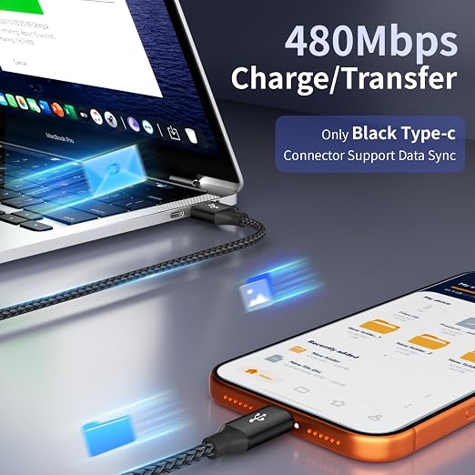 4 in 1 Multi Charging Cable, 2 Pack 6FT Charging Cords for Multiple Devices | USB C Car Charger Cable with Dual USB-C, IP & Micro Ports, Nylon Braided Travel Charging Cord for Multiple Devices