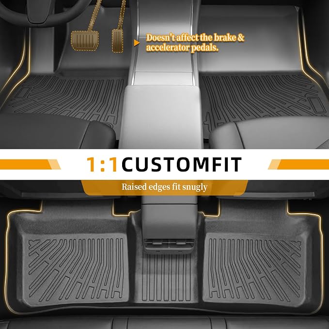 Floor Mats for Toyota Camry 2012-2017, 1st & 2nd & Cargo Liner | Custom Fit Camry LE SE XLE XSE Hybrid LE SE XLE, TPE Anti-Slip Waterproof 2012 Camry Floor Mats Car Accessories