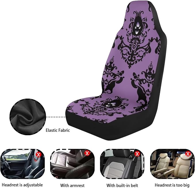 Halloween Front Car Seat Covers Set of 2, Soft Breathable Seat Protectors for Front Seats, Universal Fit for Most Cars, SUVs and Sedans