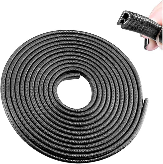 Car Door Edge Guards, 16Ft Universal Rubber Seal Protector U Shape Edge Trim Car Door Edge Protection for Most Car, Aluminum Boat Edge Guards (Black/16FT) | Universal fit, most cars/SUVs/trucks, rubber seal, press-on channel, no glue, check thick strip...