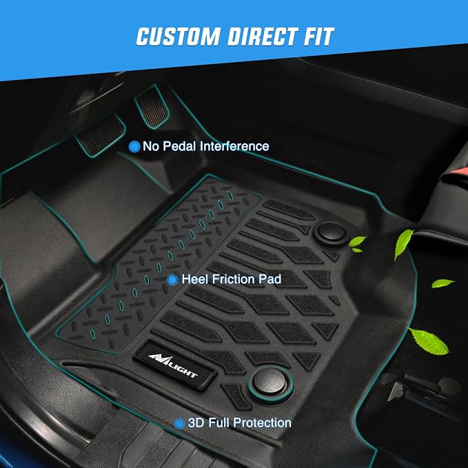 Nilight TPE Floor Mats for Ford Transit Connect with Vinyl Flooring and Posts Only 2014 2015 2016 2017 2018 2019 2020 2021 All Weather Custom Fit Heavy Duty Floor Liners