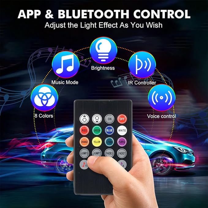 Car LED Interior Lights,Interior RGB Lights,8 Colors Car Atmosphere Lights,Car LED Strip Light with,Sync Music,5V USB Car Led Lights.