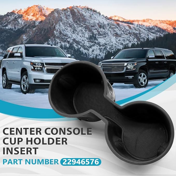 Cup Holder Fits for Chevy GMC Yukon Denali Tahoe Sierra Silverado Suburban Models 2015-2020, 22946576 Front Row Center Console Beverage Drink Insert