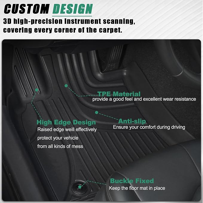 All Weather Floor Mats Fit for 2025-2026 Lexus UX 300h; 2019-2024 Lexus UX 250h; 2019-2022 UX 200 - Custom Fit TPE Floor Liners Accessories for UX 1st and 2nd Row Full Set Car Mats