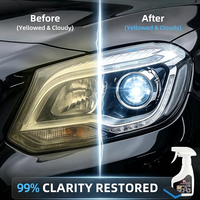Headlight Restoration Kit, Car Headlight Cleaner & Polish, Oxidation & Yellowing Remover, DIY Coating Solution, 6 fl. oz